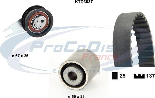 Procodis France KTD3037 - Zobsiksnas komplekts www.autospares.lv