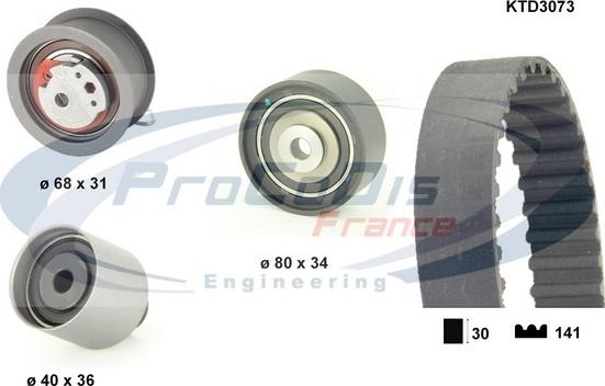 Procodis France KTD3073 - Комплект зубчатого ремня ГРМ www.autospares.lv