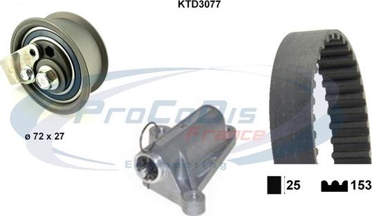 Procodis France KTD3077 - Zobsiksnas komplekts www.autospares.lv