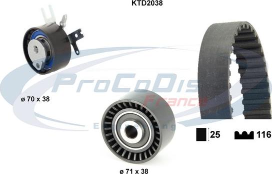 Procodis France KTD2038 - Zobsiksnas komplekts autospares.lv