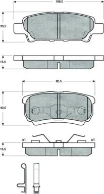 Procodis France PF1487 - Bremžu uzliku kompl., Disku bremzes www.autospares.lv