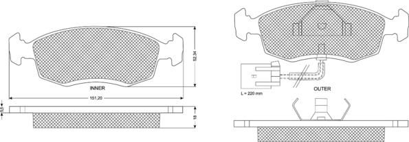 Procodis France PF1134 - Тормозные колодки, дисковые, комплект www.autospares.lv