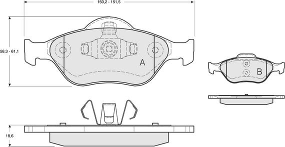 Procodis France PF1255 - Тормозные колодки, дисковые, комплект www.autospares.lv