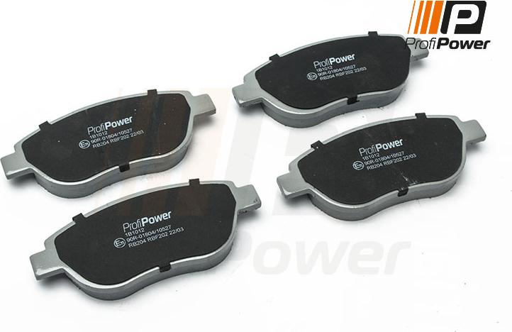 ProfiPower 1B1012 - Тормозные колодки, дисковые, комплект www.autospares.lv