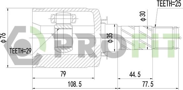 Profit 2810-2085 - Šarnīru komplekts, Piedziņas vārpsta www.autospares.lv