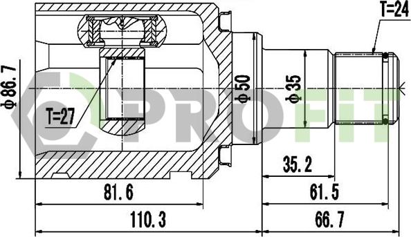 Profit 2810-2086 - Šarnīru komplekts, Piedziņas vārpsta www.autospares.lv