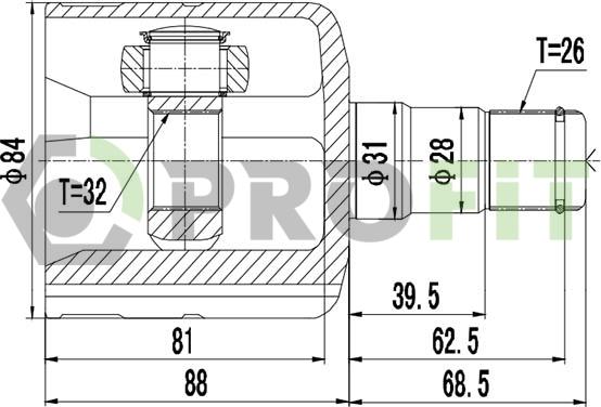 Profit 2810-2035 - Šarnīru komplekts, Piedziņas vārpsta www.autospares.lv