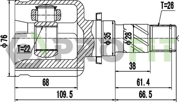 Profit 2810-2077 - Šarnīru komplekts, Piedziņas vārpsta www.autospares.lv