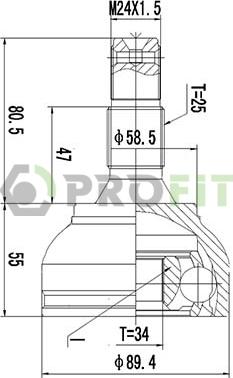 Profit 2710-1455 - Šarnīru komplekts, Piedziņas vārpsta www.autospares.lv