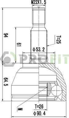 Profit 2710-1488 - Šarnīru komplekts, Piedziņas vārpsta www.autospares.lv