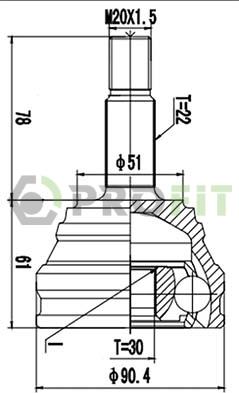 Profit 2710-1050 - Шарнирный комплект, ШРУС, приводной вал www.autospares.lv