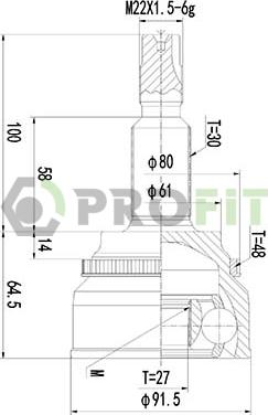 Profit 2710-3073 - Šarnīru komplekts, Piedziņas vārpsta www.autospares.lv