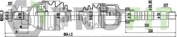 Profit 2730-0133 - Piedziņas vārpsta www.autospares.lv