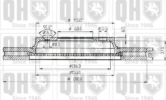 Quinton Hazell BDC3695 - Bremžu diski www.autospares.lv