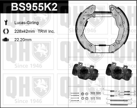 Quinton Hazell BS955K2 - Bremžu loku komplekts www.autospares.lv