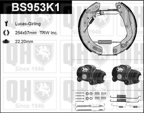 Quinton Hazell BS953K1 - Bremžu loku komplekts www.autospares.lv