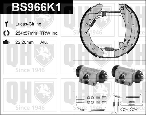 Quinton Hazell BS966K1 - Brake Shoe Set www.autospares.lv