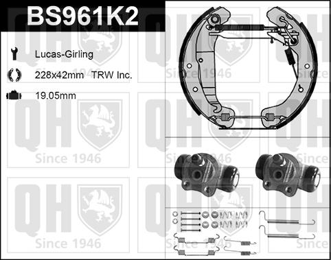 Quinton Hazell BS961K2 - Bremžu loku komplekts www.autospares.lv