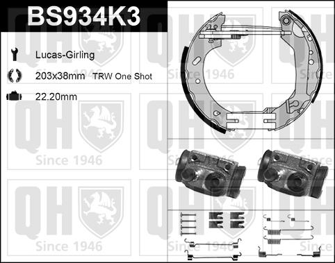 Quinton Hazell BS934K3 - Bremžu loku komplekts www.autospares.lv