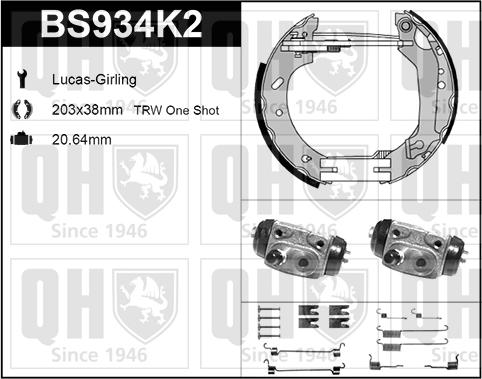 Quinton Hazell BS934K2 - Bremžu loku komplekts www.autospares.lv