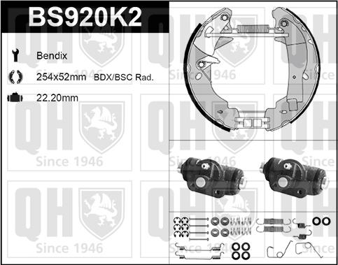 Quinton Hazell BS920K2 - Bremžu loku komplekts www.autospares.lv