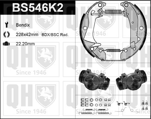 Quinton Hazell BS546K2 - Brake Shoe Set www.autospares.lv