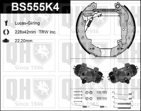 Quinton Hazell BS555K4 - Brake Shoe Set www.autospares.lv