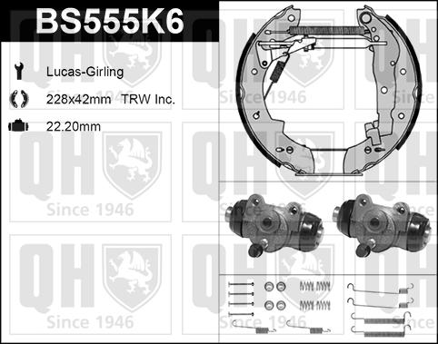 Quinton Hazell BS555K6 - Brake Shoe Set www.autospares.lv