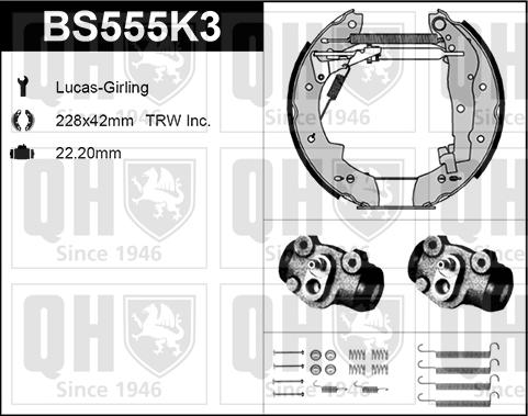 Quinton Hazell BS555K3 - Bremžu loku komplekts www.autospares.lv