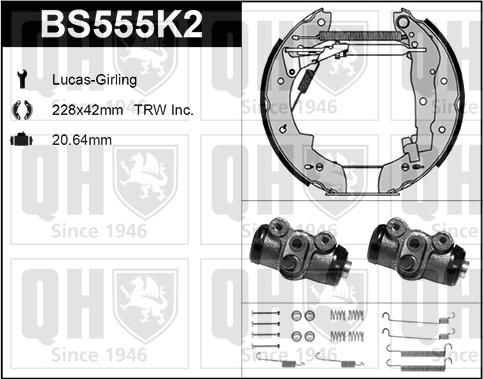 Quinton Hazell BS555K2 - Bremžu loku komplekts www.autospares.lv