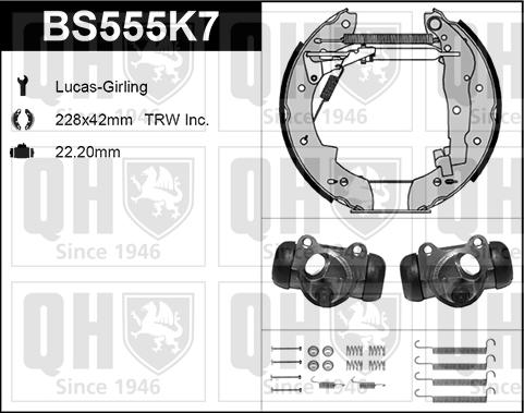 Quinton Hazell BS555K7 - Brake Shoe Set www.autospares.lv