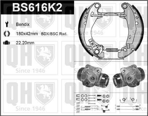 Quinton Hazell BS616K2 - Brake Shoe Set www.autospares.lv