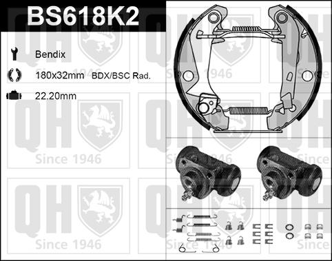 Quinton Hazell BS618K2 - Brake Shoe Set www.autospares.lv