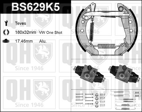 Quinton Hazell BS629K5 - Brake Shoe Set www.autospares.lv