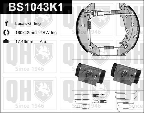 Quinton Hazell BS1043K1 - Bremžu loku komplekts www.autospares.lv