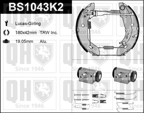 Quinton Hazell BS1043K2 - Bremžu loku komplekts www.autospares.lv