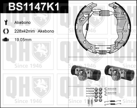 Quinton Hazell BS1147K1 - Bremžu loku komplekts www.autospares.lv