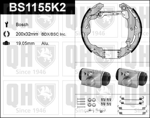 Quinton Hazell BS1155K2 - Bremžu loku komplekts autospares.lv