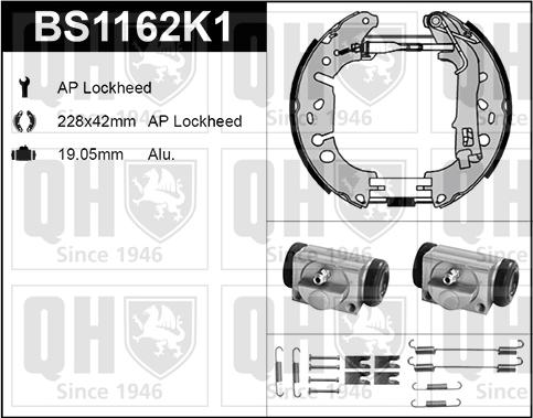 Quinton Hazell BS1162K1 - Brake Shoe Set www.autospares.lv