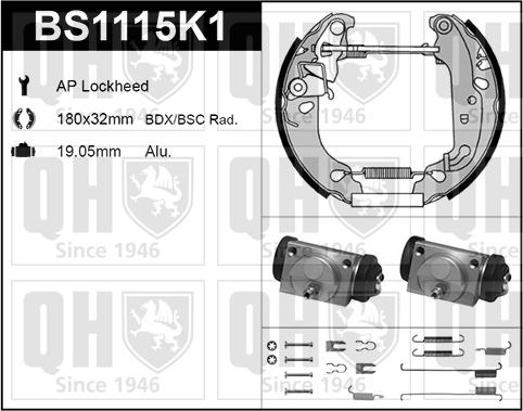 Quinton Hazell BS1115K1 - Bremžu loku komplekts autospares.lv