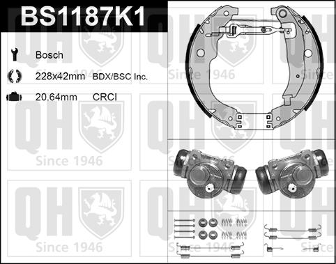 Quinton Hazell BS1187K1 - Bremžu loku komplekts autospares.lv