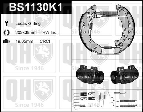 Quinton Hazell BS1130K1 - Brake Shoe Set www.autospares.lv