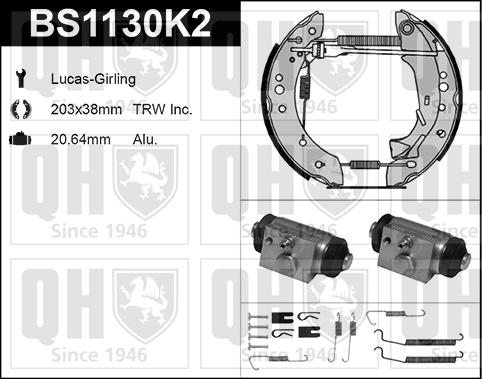 Quinton Hazell BS1130K2 - Brake Shoe Set www.autospares.lv