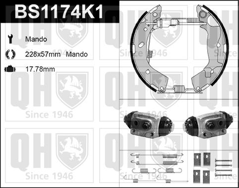 Quinton Hazell BS1174K1 - Bremžu loku komplekts www.autospares.lv