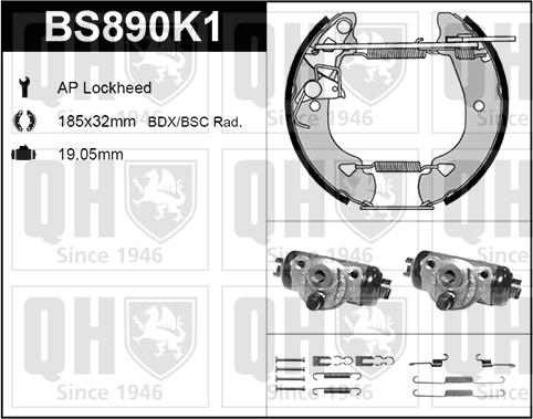 Quinton Hazell BS890K1 - Bremžu loku komplekts www.autospares.lv