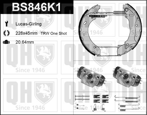 Quinton Hazell BS846K1 - Bremžu loku komplekts www.autospares.lv