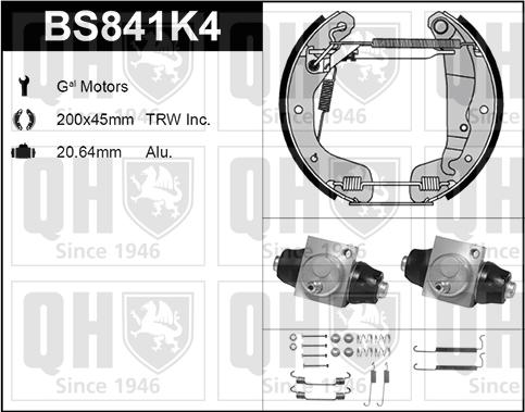 Quinton Hazell BS841K4 - Bremžu loku komplekts www.autospares.lv