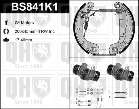 Quinton Hazell BS841K1 - Bremžu loku komplekts www.autospares.lv