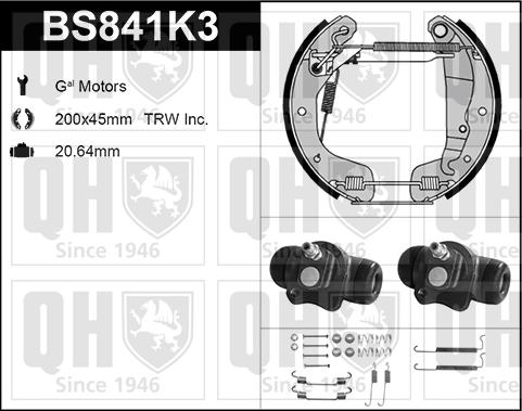 Quinton Hazell BS841K3 - Bremžu loku komplekts www.autospares.lv