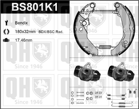 Quinton Hazell BS801K1 - Bremžu loku komplekts www.autospares.lv